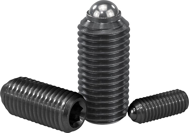 Spring plungers with internal hexagon and ball, steel